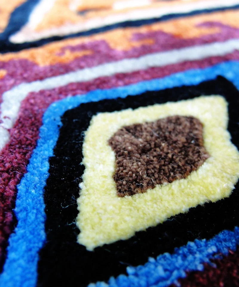 Mid-century Stool, Geometric Chair, Embroidered Stool, Pouf, Art Deco Style Vint - Image 3 of 4