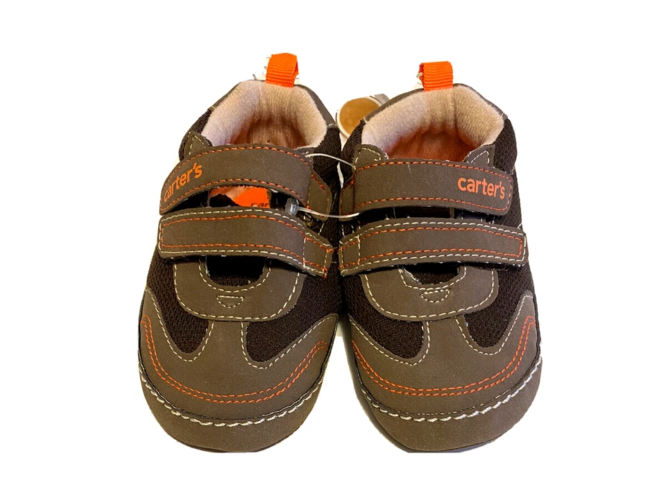 Zapatos Carter's Infantil Calce Cómodo Marrón Borde Naranja Talla 4 (9-12 meses) Bebé Nuevos con Etiquetas Foto 2 de 4
