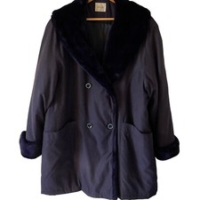Vintage 1993 Et. Vous Navy Blue Winter Coat Women's Size 20 Casual Long Sleeve