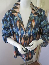 NWT Chico's Pianna Majestic Ikat Pattern Jacket- Cotton/Linen/ size 3 129