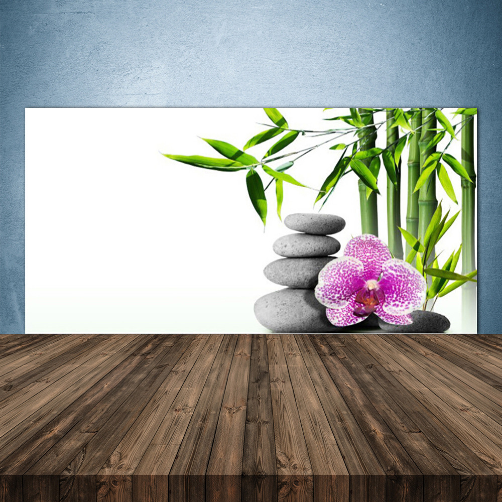 Crédence de cuisine en verre haut de gamme 140x70 collection Bambou Floral