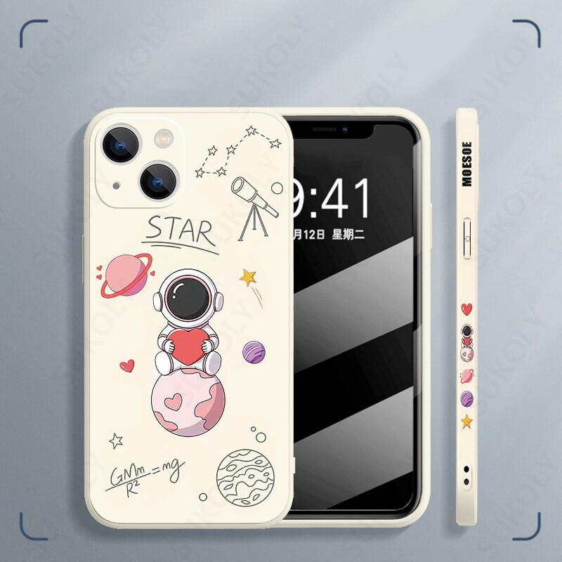 Creativo Pianeta Astronauti Custodia Per Telefono In Silicone Antiurto