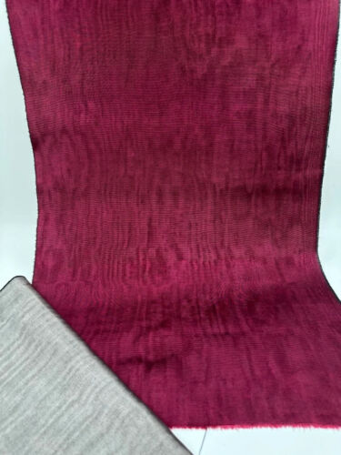 Burgundy Silk Moire By 2 Meters, Watermark Patterned Shantung. - Picture 3 of 8