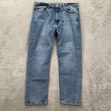 Levis 505 Jeans Men 36x30 Blue Denim Regular Fit Straight Leg Western Classic
