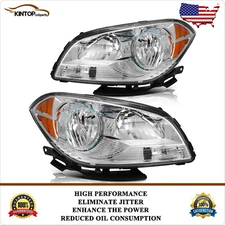 For 2008-2012 Chevy Malibu 4Dr Headlights Assembly Pair Chrome Amber RH+LH