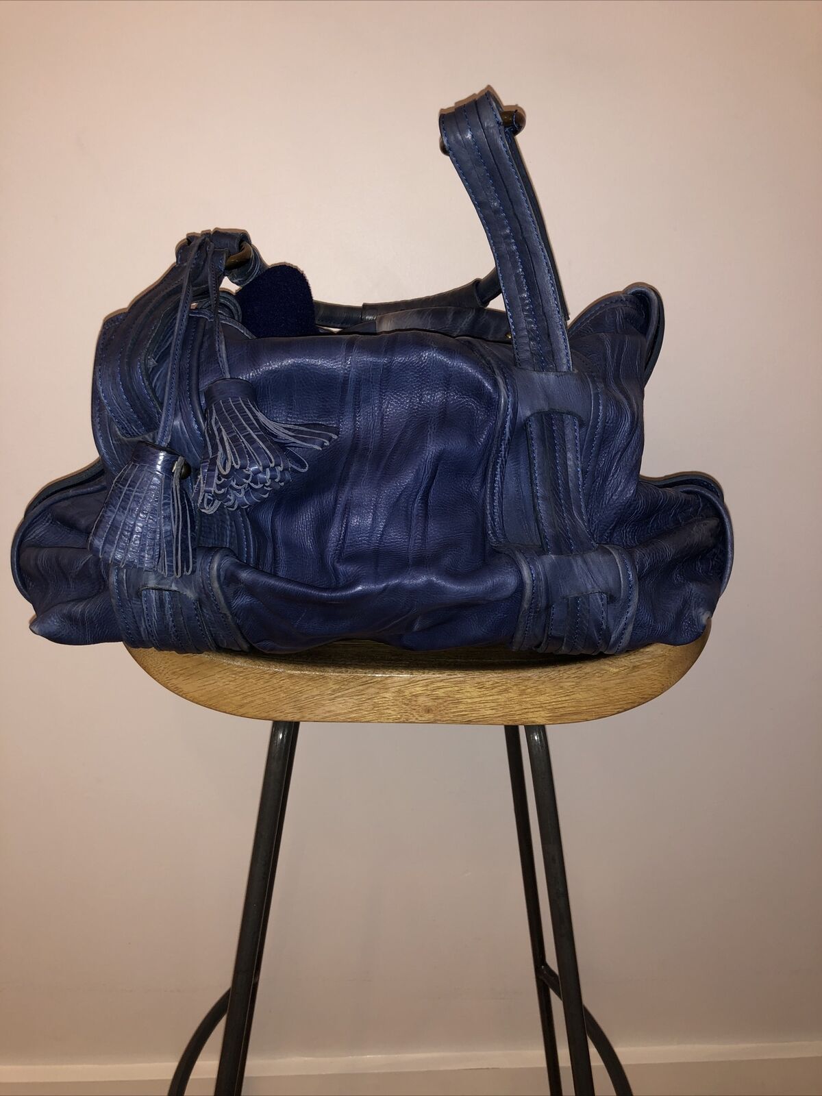 Marc Jacobs Leather Blue Full Size Tote With Tass… - image 1
