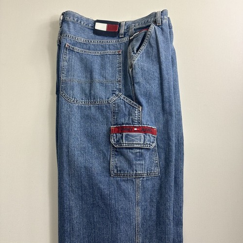 Vintage Tommy Hilfiger Carpenter Jeans 36x26 Logo Flag Wide Leg Baggy Skater - Picture 4 of 16