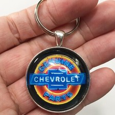 Vintage Genuine Chevrolet Parts Neon Sign 1.2 " Keychain Key Fob