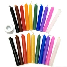 MINI 4" 20 ASSORTED CANDLES + CERAMIC CHIME HOLDER (Ritual Spell Candle Magick)