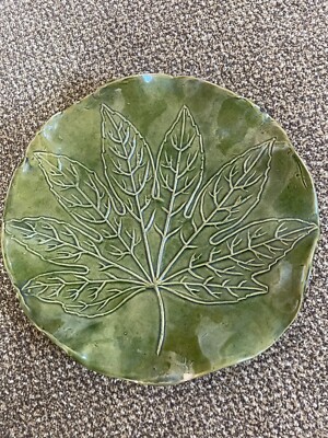 Bordello Pinheiro Stil Portugal grünes Blatt Teller Schale Schmuck Schüssel Chip 11''