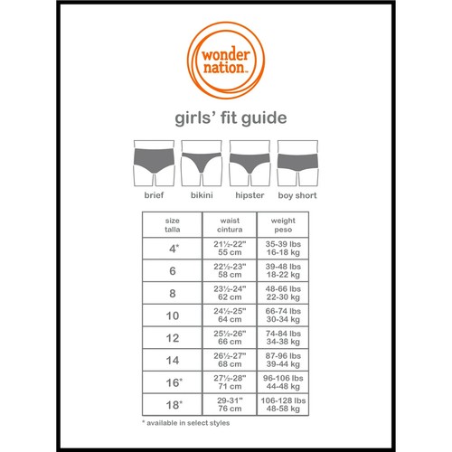 20PCS Wonder Nation Girls Cotton Brief Underwear, 10-Pack, Sizes 18 & Plus - Picture 2 of 2