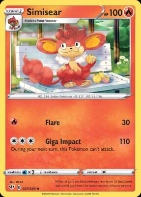 Pokemon Simisear (27/202) Darkness Ablaze LP