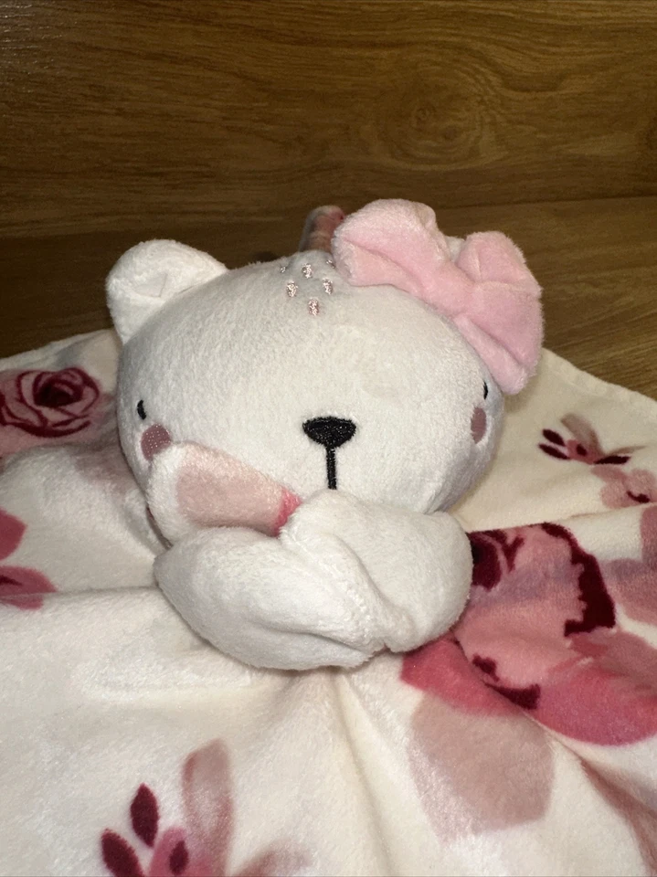 Modern Moments by Gerber Baby Peluche Rosa Blanco Gato Lovey Manta de Seguridad Foto 2 de 4
