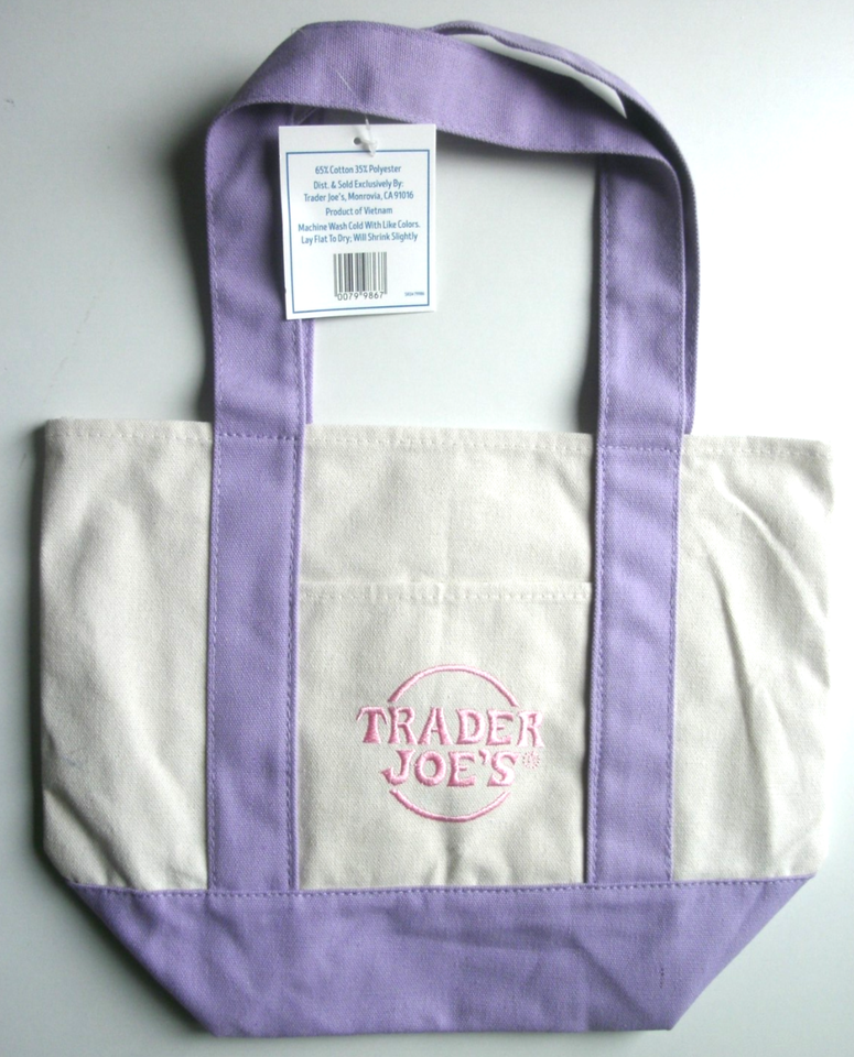 TRADER JOES MINI TOTE BAG LIMITED EDITION 2025 LAVENDER PERFECT FOR A B Trader joes mini tote bag limited edition 2025 lavender perfect for a b