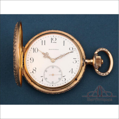 Antique 18K Solid Gold Longines Pocket Watch, Switzerland circa 1890