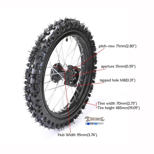14" Front 60/100-14 Tire Rim Wheel 2.50-14 pitbike Taotao Apollo CRF70 TTR 110CC - Picture 2 of 5