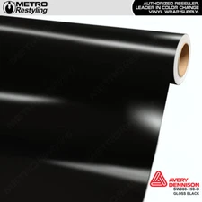 Avery Dennison Gloss Black Vinyl Vehicle Car Wrap Decal Film Sheet Roll | 190-O