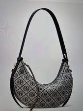 Tory Burch NWT Romy Monogram Half Moon Bag 178683 Tory Navy 395