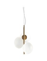 Domoletti Opalla Pendelleuchte Glas Weiß Gold E27 3X30W 34 Cm Retro Modern