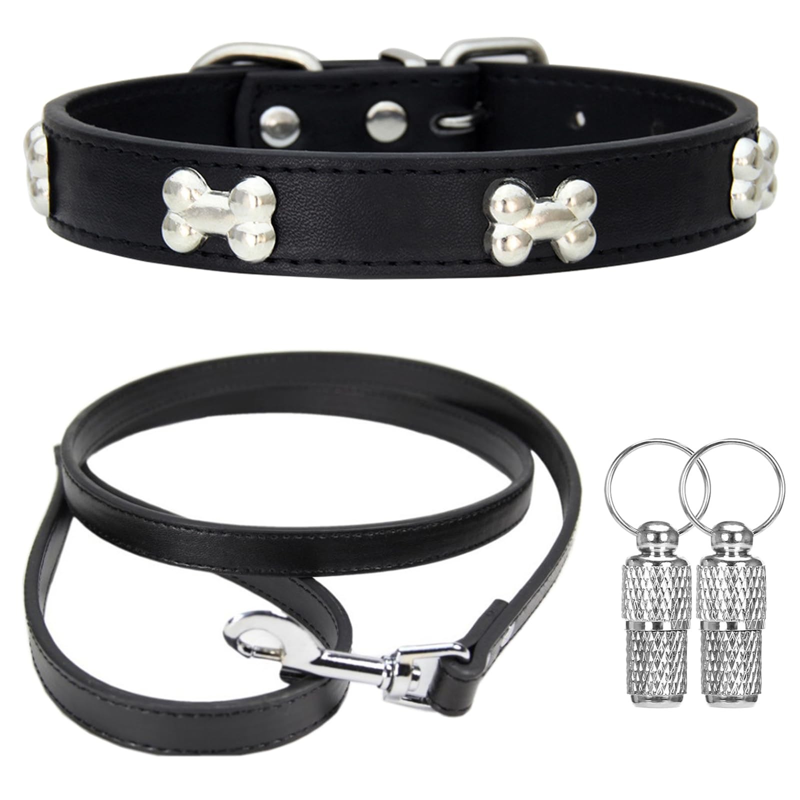 Collier et laisse en cuir pour grand chien et chiot, kit de promenade réglable et robuste