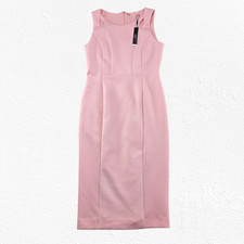 Tahari Blush Pink Sheath Dress Size 6 Midi Length Sleeveless NWT Workwear Size 6