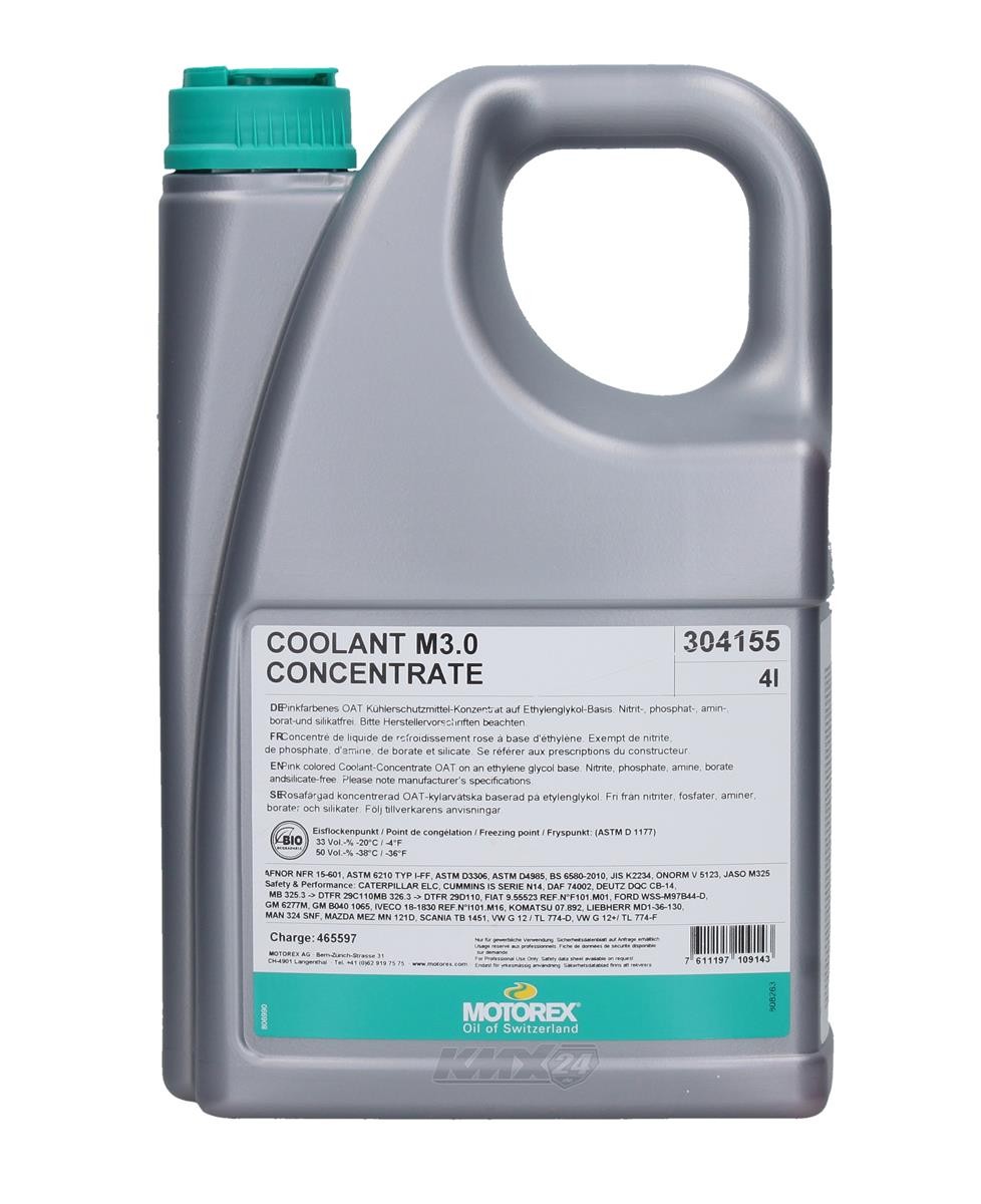 Motorex Coolant M3.0 Coolant Concentrate 4 Liters Canister