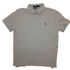 Polo Ralph Lauren Polo Shirt Mens Medium Gray Pique Custom Slim Fit Pony Logo