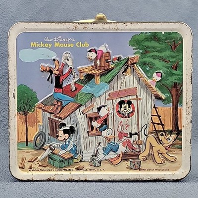 Vintage 1960s Walt Disney Mickey Mouse Club Lunch Box W/ Thermos
