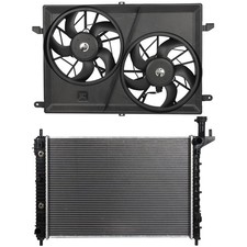 1x Radiator 1x Cooling Fan For 2009-2017 Chevrolet Traverse 2007-16 Gmc Acadia
