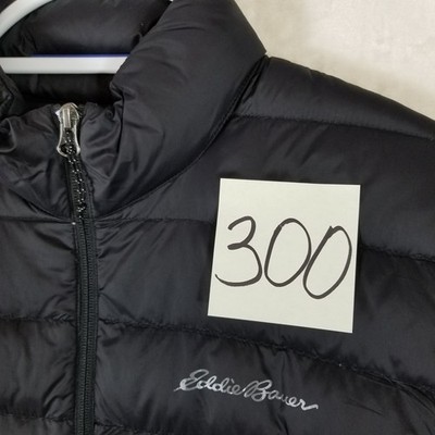 Eddie Bauer EB650 Mens Down Puffer Jacket Black Full Zip Pockets