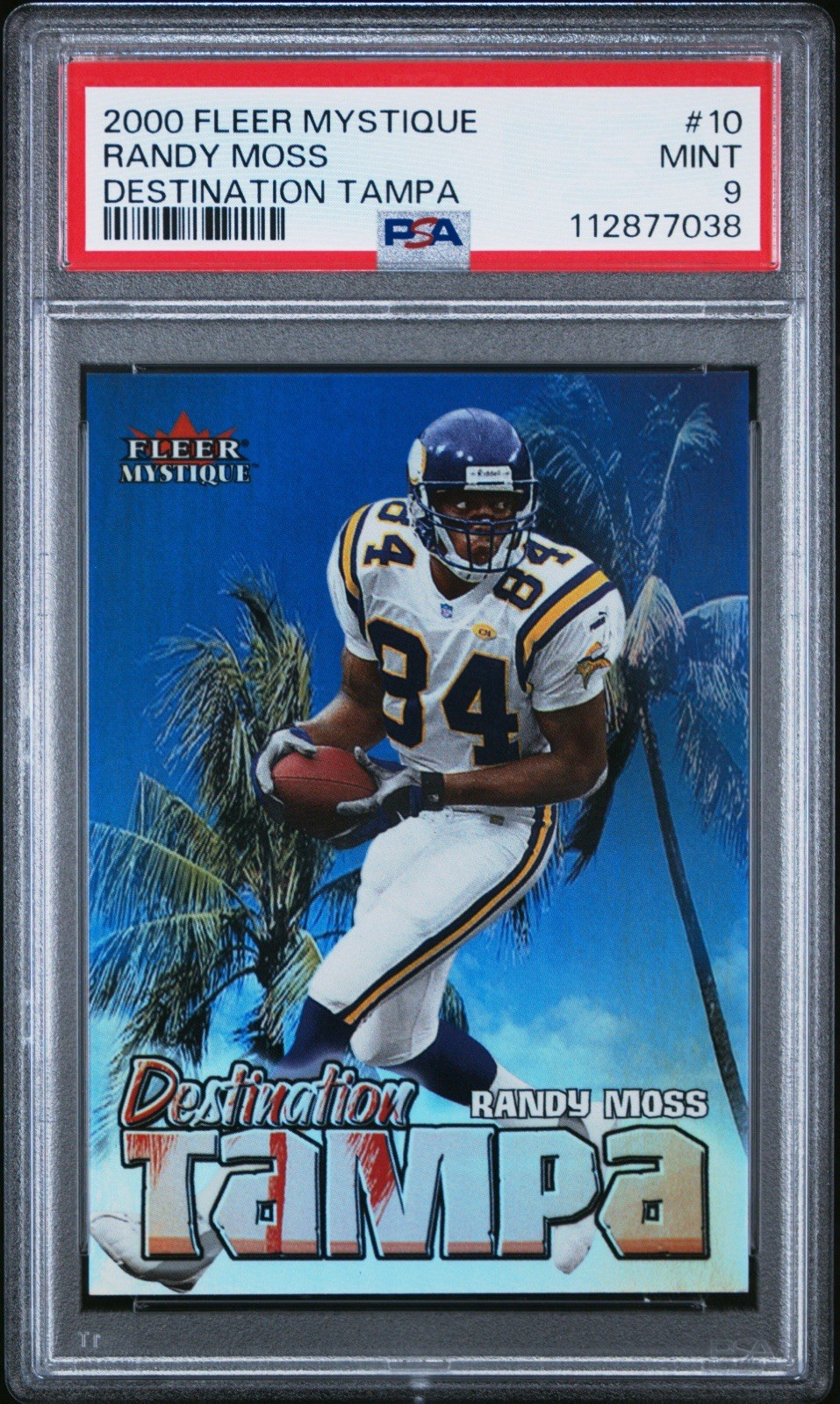 2000 Fleer Mystique Destination Tampa Randy Moss #10 DT PSA 9 Vikings (Pop 7!)