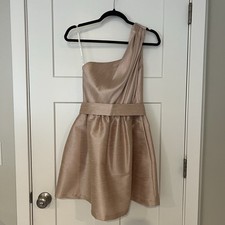 Alfred Sung D528 One Shoulder Knee Length Dress With Belt In Pearl Pink Size 4