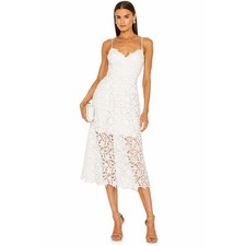 ASTR The Label Lace A-Line Midi Dress with sweetheart neckline. White Women’s M 