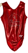 ALPHA FACTOR RED SPARKLY FOIL LEOTARD GYMNASTICS DANCE SIZE CL CHILD LARGE