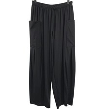 Halara Womens Pull On Wide Leg Cargo Pants M Black Drawstring Comfy Athleisure