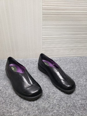 Ara Soft Women Luftpolster Leather Shoes 4.5 Black  Purple Insole Slip On Casual