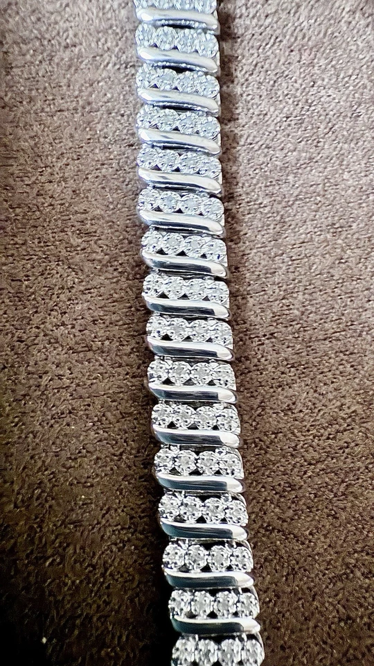 Ross Simons 1,15 ct.TW. Pulseira de tênis barra de diamante 200 em prata esterlina - Imagem 2 de 4