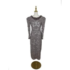 Mac Duggal 93595 Mauve Embellished Long Sleeve Midi Dress Size 8 $498