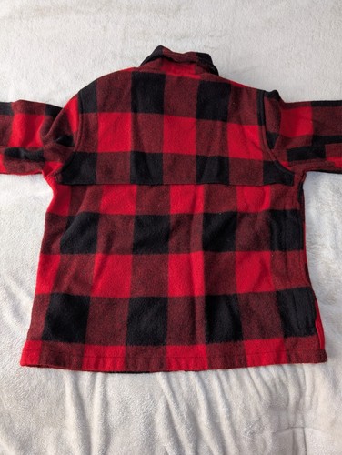 VTG Woolrich Jacket Men Large Red Wool Buffalo Plaid Flannel Hunt 70s - w/ Charm - Picture 4 of 8