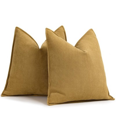 Mustard Yellow Cushion Cover 45x45 Set of 2 Chenille Cushion Covers Sofa Cushions Cushion Co...