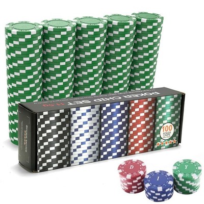 100PCS Green Casino Poker Chips Set, 11.5 Gram Plastic Clay Blank Game Chips ...