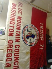 1964 Boy Scout National Jamboree Valley Forge Troop 71 Flag Signed . 3x5 Feet 