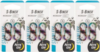 Nite Ize 2-Pack S-Biner MicroLock Stainless Steel Carabiner - Spectrum (4-Pack)