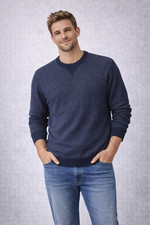 RHONE Mens Navy/Smoke Birdseye Performance Knit Crewneck Sweater-Small, NWT