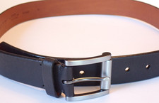 NEW Vintage Banana Republic Mens Black Leather Belt Silver Buckle sz 34 NOS