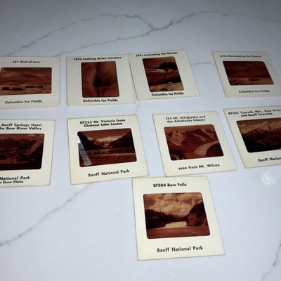 9 Different Vintage 1960's ''Columbia Ice Fields'' & ''Banff Park'' + - 35mm Slides