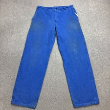 VINTAGE French Trousers Adult 29x28 Blue Workwear Chore Utility Canvas Men