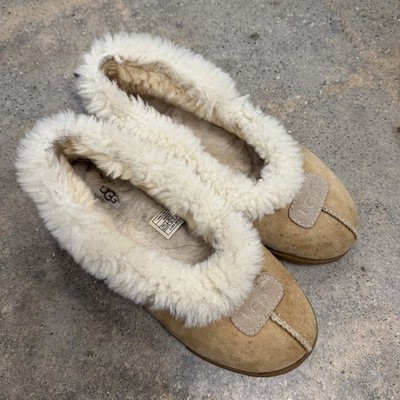 Ugg Rylan Brown Suede Shearling Lined Moccasins Slippers 1871 Womens Size 9