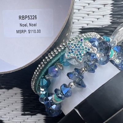 Ring Bomb Party Noel Noel Blue Crystal Beaded Star Dangle Charm Bracelet RBP5326