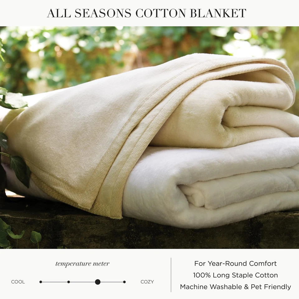 All Seasons Luxury Cotton Blanket – 100% Long Staple Cozy Cotton Blanket for ... - Image 2 of 4